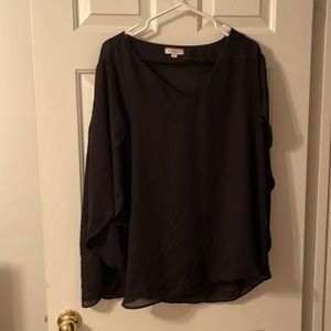 Sheer Black Batwing Blouse